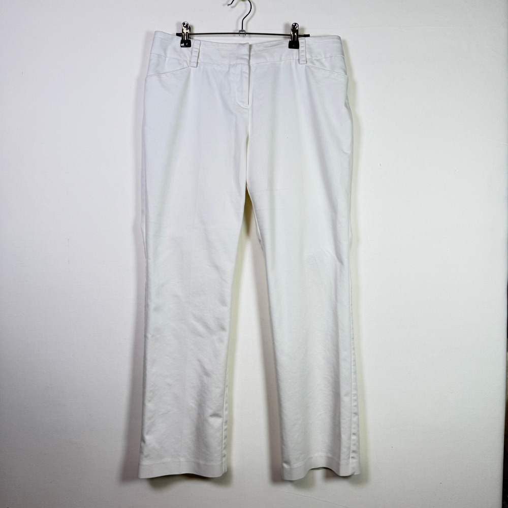NEW YORK & COMPANY White Stretch Straight Leg Dress Pants 12 Petite